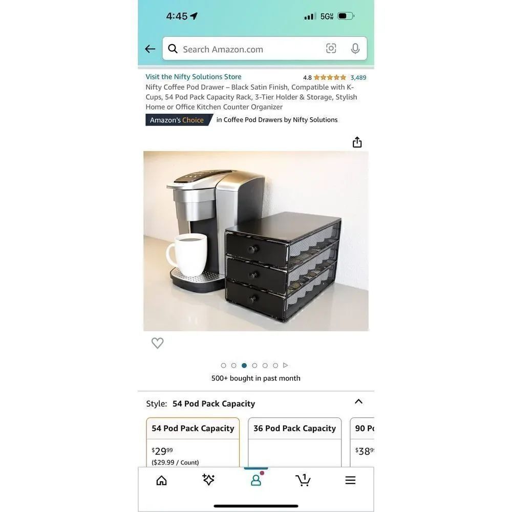 NWT Black Satin K-Cups, 54 Pod Coffee Pack Capacity Rack, 3-Tier Holder & Storag - Picture 3 of 4